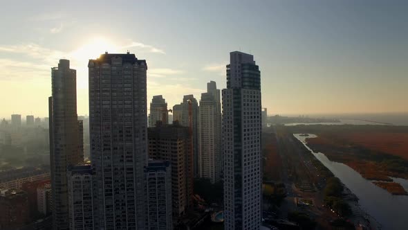 Backlit skyscrapers of Buenos Aires, Argentina