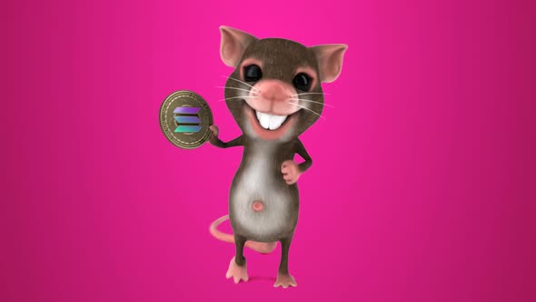 Fun 3D cartoon mouse with cryptocurrency