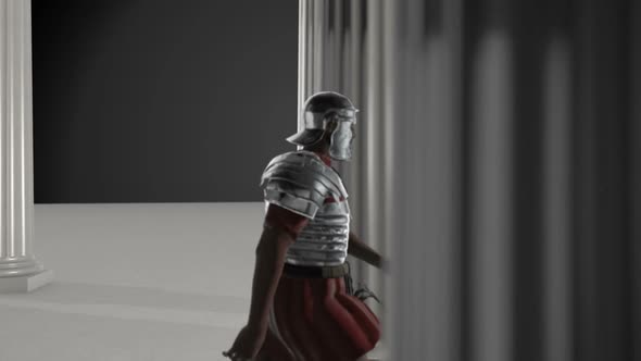 Roman Soldier Walking Wearing Full Armor