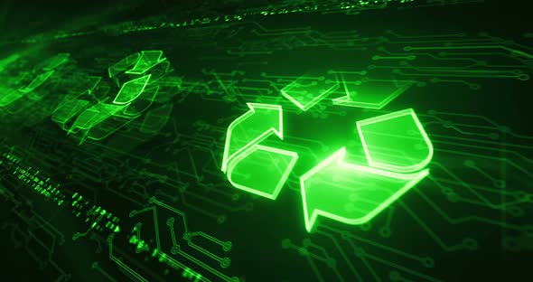 Recycling electronic waste data and sustainable industry symbol cyber loop concept