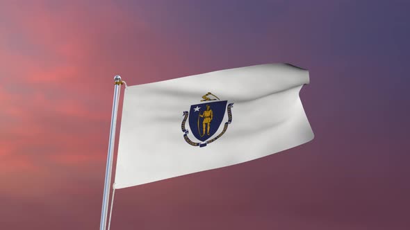 Flag Of Massachusetts Waving 4k