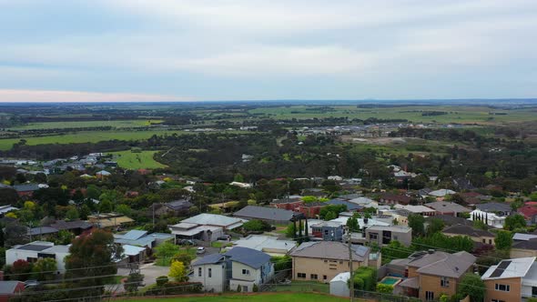 AERIAL City Edge Where Rural Landscape Meets Outer Suburbs