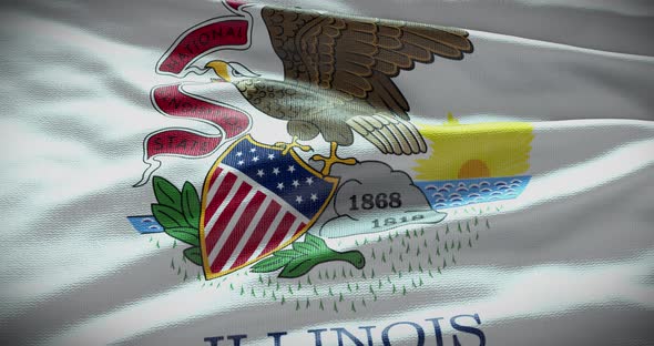 Illinois waving flag 4K loop