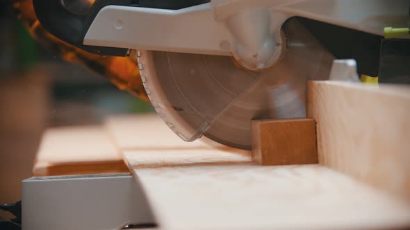 Cutting the Wooden Detail with a Sharp Circular Saw