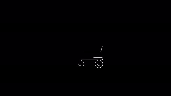 Shopping cart icon for groceries abstract seamless animation of 4K neon lines.