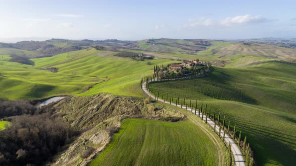 Aerial Shot of Famous Hills of Tuscany