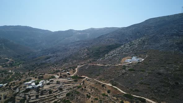 Mylopotas on the island of Ios in the Cyclades in Greece seen from the sky