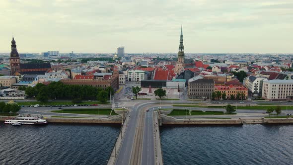 Car Traffic on the Roads of Riga Latvia Beautiful Capital City Travel