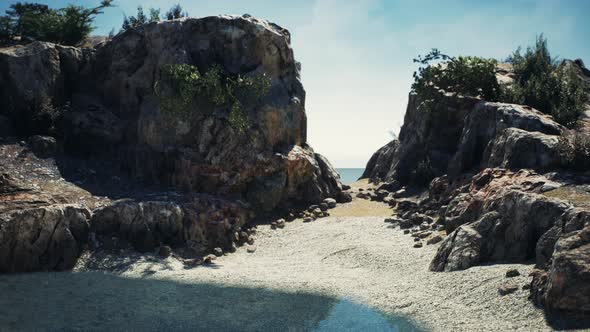 Coastal View of a Sand Beach with Cliffs