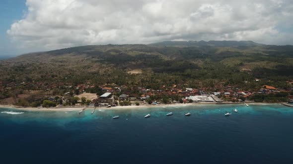 Aerial View Beautiful Beach Tropical Island