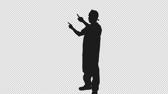 Silhouette of Doctor Doing Hand Gestures on Virtual Touch Screen, Alpha Channel alt