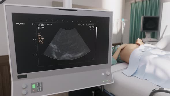 X-ray system detects a boy in the stomach of a pregnant woman at a hospital alt