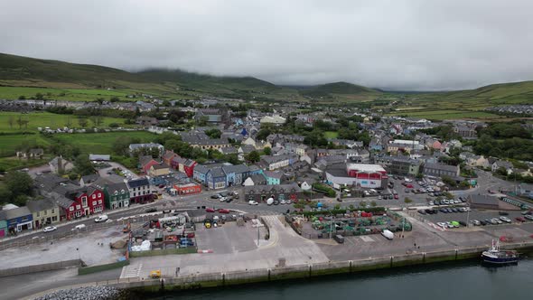 Dingle harbour and town County Kerry Ireland drone aerial view