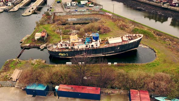 Aerial view of a shipwreck