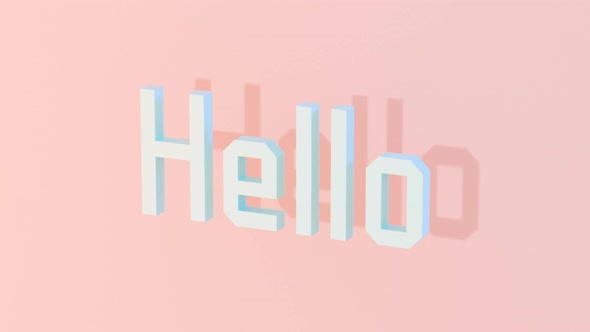 'Hello' and 'welcome' text playing on a loop.