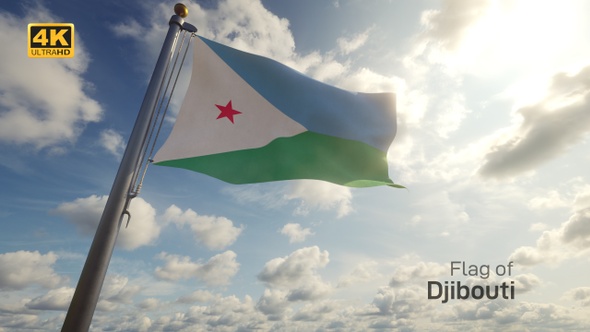 Djibouti Flag on a Flagpole - 4K