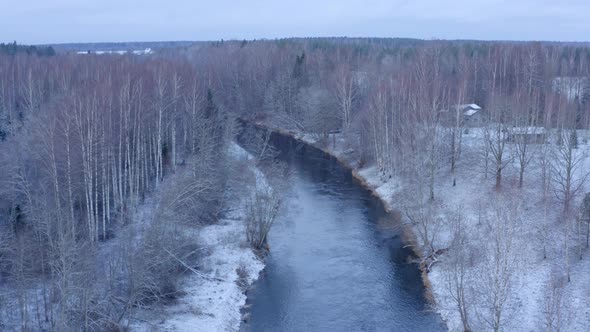 Aerial View of Winter River