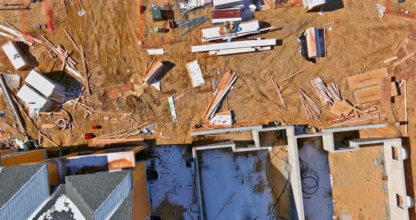 Construction Works the Concrete Foundation for New House