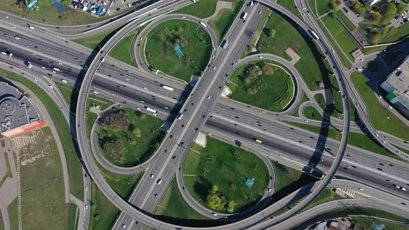 Freeway Intersection Traffic Trails in Moscow