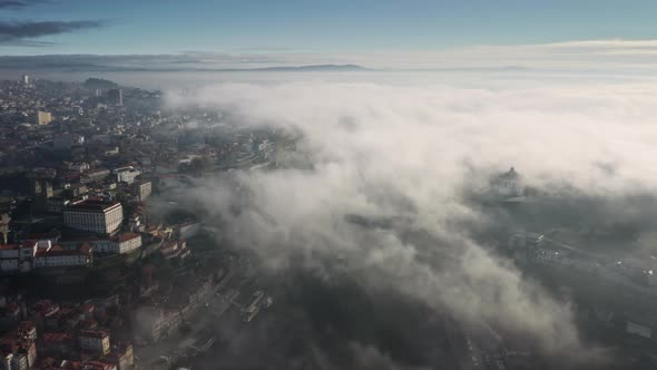 Beautiful Morning with Foggy Skies Over the Medieval City