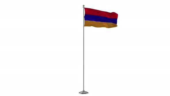 Armenia 3D Illustration Of The Waving flag On Long  Pole With Alpha