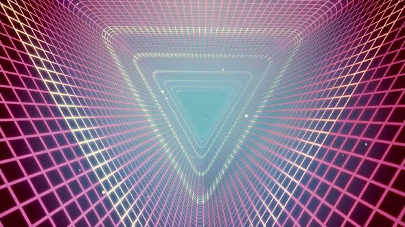 Grid Tunnel Triangle Light Retro 02 HD