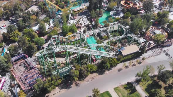 OHiggins Amusement Park Fantasilandia, Roller coaster Santiago Chile aerial view