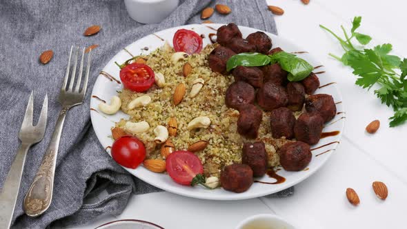 Falafel Bulgur and Vegetables Middle Eastern Food