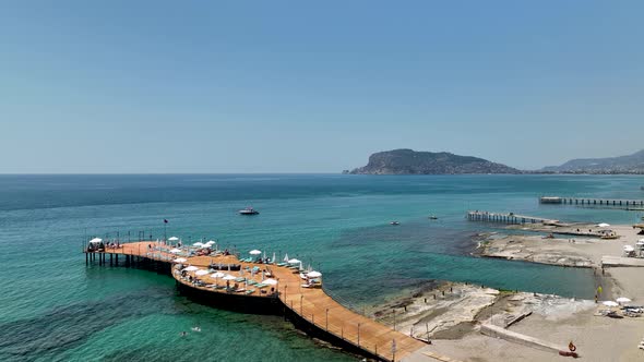 Pier by the sea aerial view Turkey Alanya 4 K