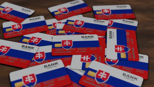 credit cards background with Slovakia flag