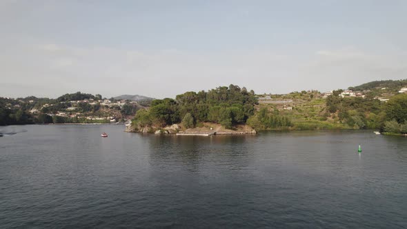 Idyllic Ilha dos Amores, Lovers Island on Douro and Paiva rivers, Castelo de Paiva, Portugal