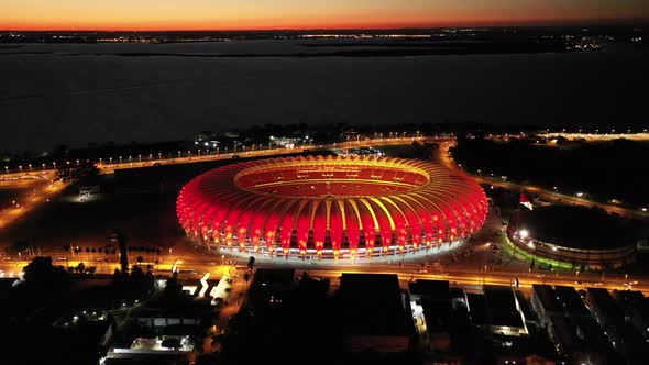 Sunset at Sports centre stadium at Porto Alegre Rio Grande do Sul Brazil.