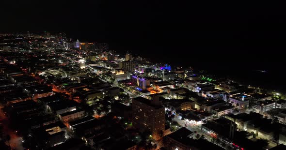 Aerial Night Shot Miami Beach B Roll 5k