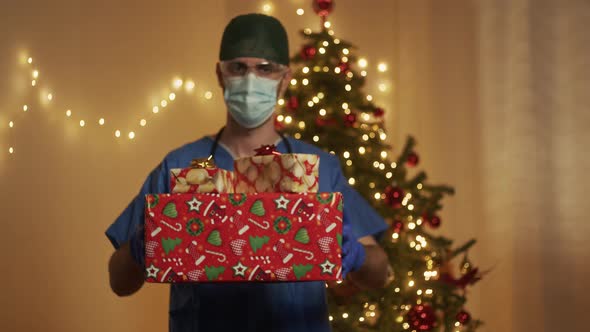 Doctor With Christmas Gifts box