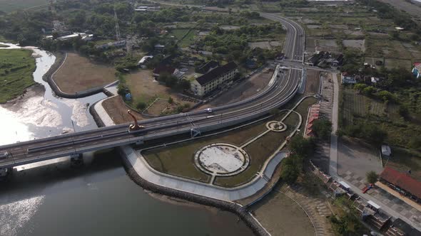 Aerial view, the new bridge of Kretek 2. The bridge that has the Keris icon. The southern causeway o