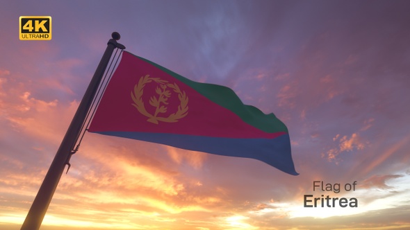 Eritrea Flag on a Flagpole V3 - 4K