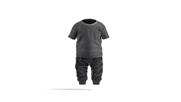 Blank black baby suit t-shirt and pants, looped rotation