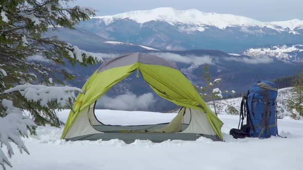 Camping in the Winter Mountains