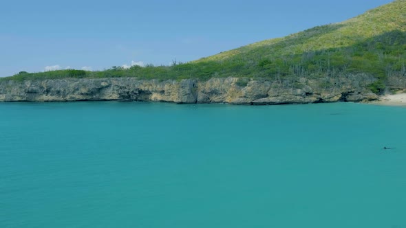 View of the White Beach Grote Knip Curacao Netherlands with a Blue Ocean Curacao Caribbean Island