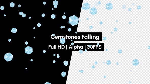 Blue Crystals Precious Gemstones Falling with Alpha