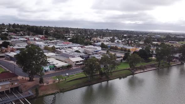 Drone shot of the township of Berri, South Australia