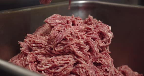 Meat With Spices Is Processed Into Minced Meat