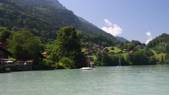 Beautiful View of the Lake on a Sunny Summer Day Brienz Lake with Clear Turquoise Water