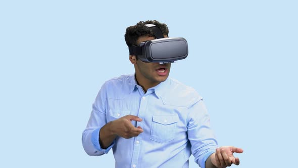 Young Man Wearing Virtual Reality Glasses.