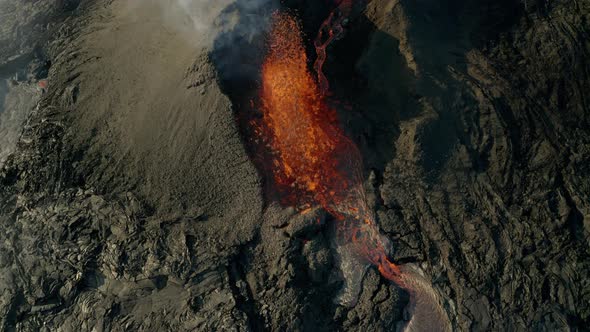 Geldingadalur Volcano Eruption - Eruption Of Volcano Emitting Red Lava Fountain In Reykjanes