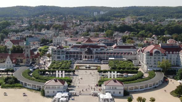 Aerial view of Zdrojowy square in Sopot, Poland, Europe