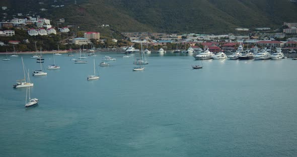 Sea port with ships in the summer season