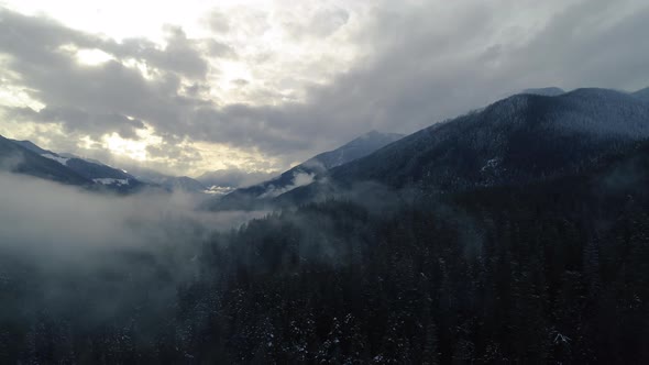 Drone Hyper Lapse Of Dramatic Cloud Movement In Mountain Forest