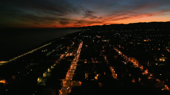 Locri by night in aerial view 