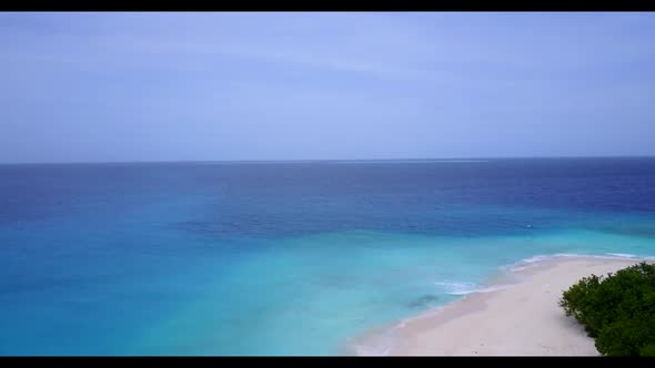 Aerial view scenery of perfect island beach adventure by turquoise ocean with white sand background 